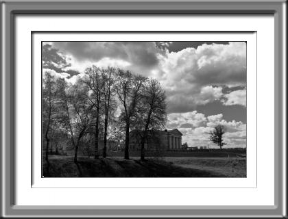 landscapes, Russia, clouds, black and white