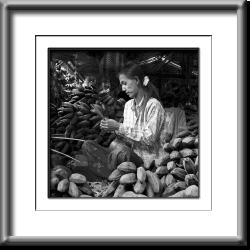 market, Burma, Myanmar, woman, black and white