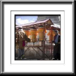 Tibet, prayer wheels
